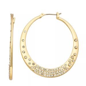 3/15 NWT Nine West Gold Tone Simulated Crystal Studded Oversized Hoop Earrings